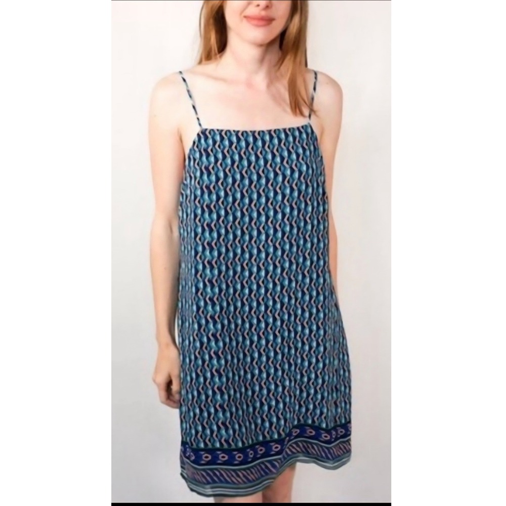 Women's Maeve Size Medium Geometric‎ Silk Mini Slip Dress Boho Resort Summer